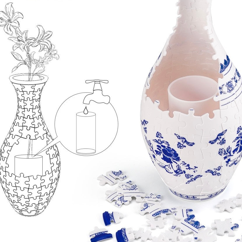 Build-A-Bloom™ 3D Puzzle Vase – DIY Art + Free Faux Flowers You Can Choose