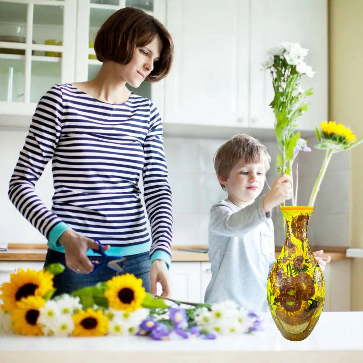 Build-A-Bloom™ 3D Puzzle Vase – DIY Art + Free Faux Flowers You Can Choose