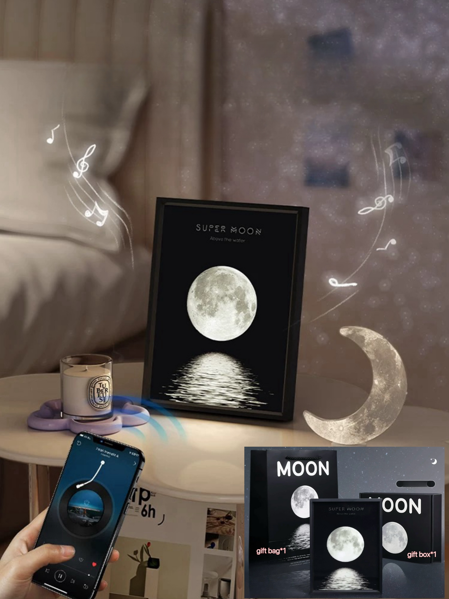 「3-in-1 Luminous Melody」Singing Wall Art Light: Night Light, Speaker & Decorative Painting