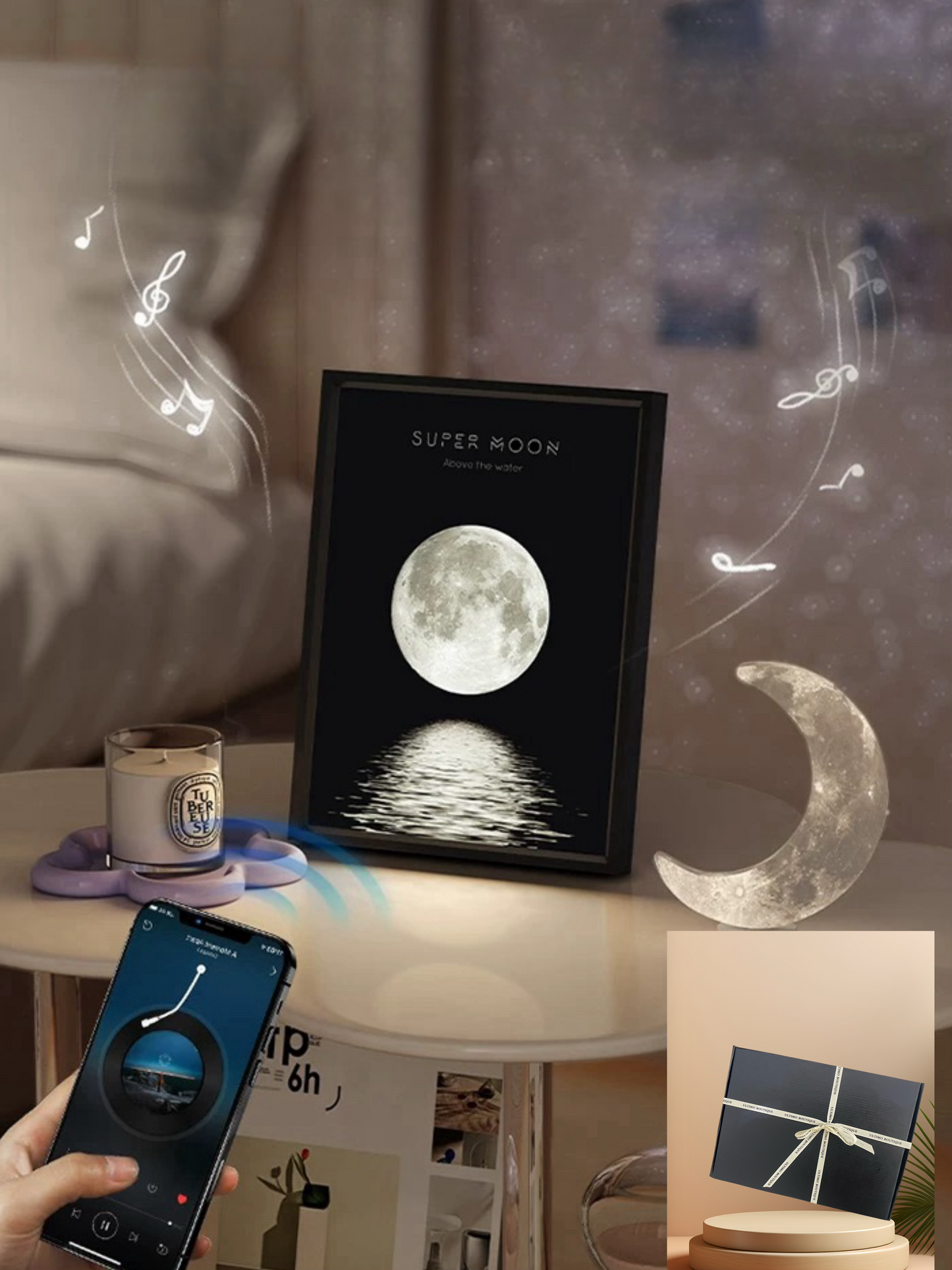 「3-in-1 Luminous Melody」Singing Wall Art Light: Night Light, Speaker & Decorative Painting