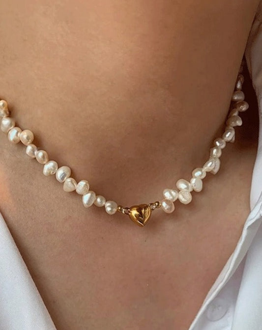 Unique Baroque Freshwater Pearl Necklace with Heart Pendant