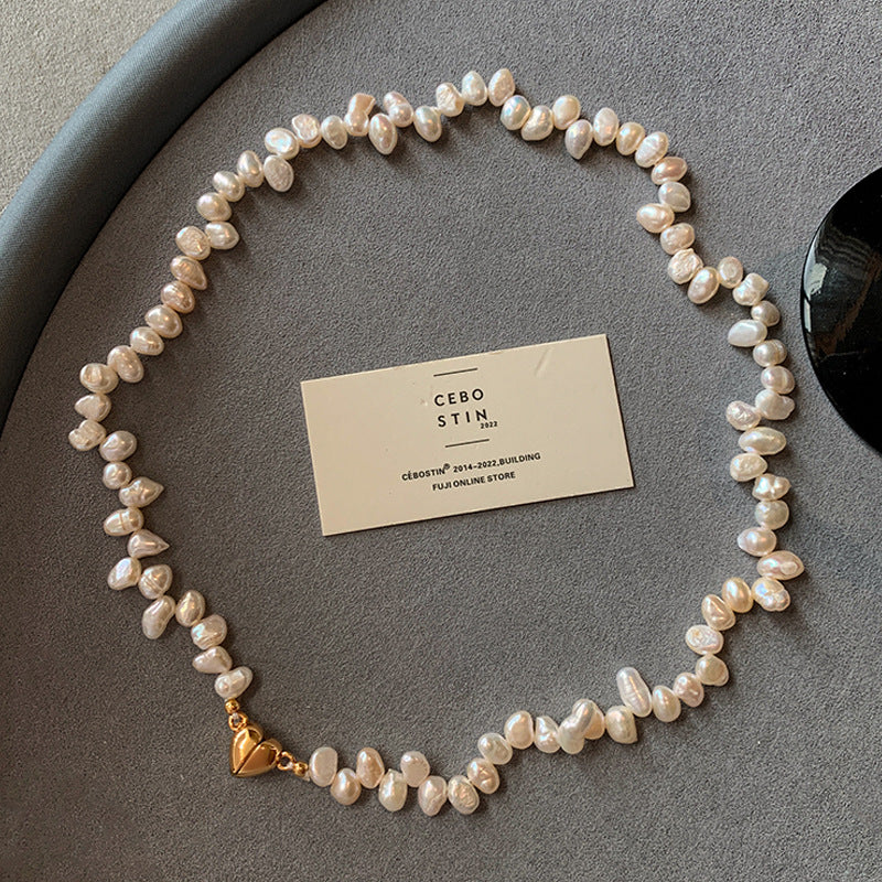 Unique Baroque Freshwater Pearl Necklace with Heart Pendant