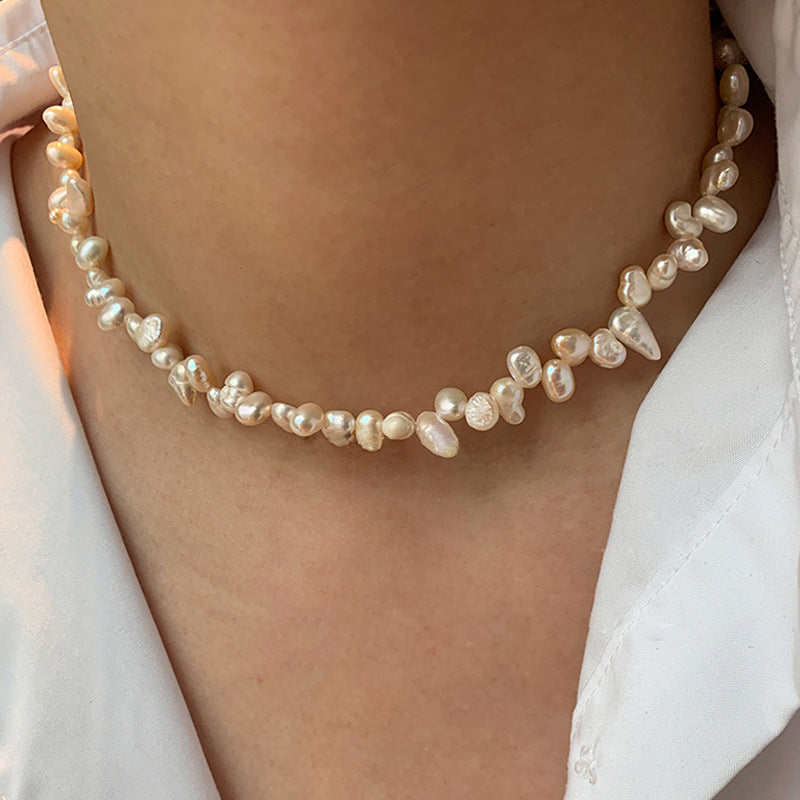 Unique Baroque Freshwater Pearl Necklace with Heart Pendant