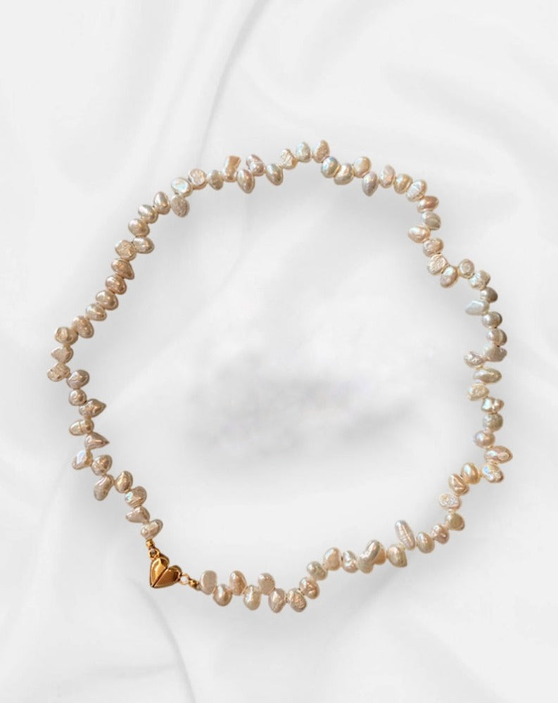 Unique Baroque Freshwater Pearl Necklace with Heart Pendant