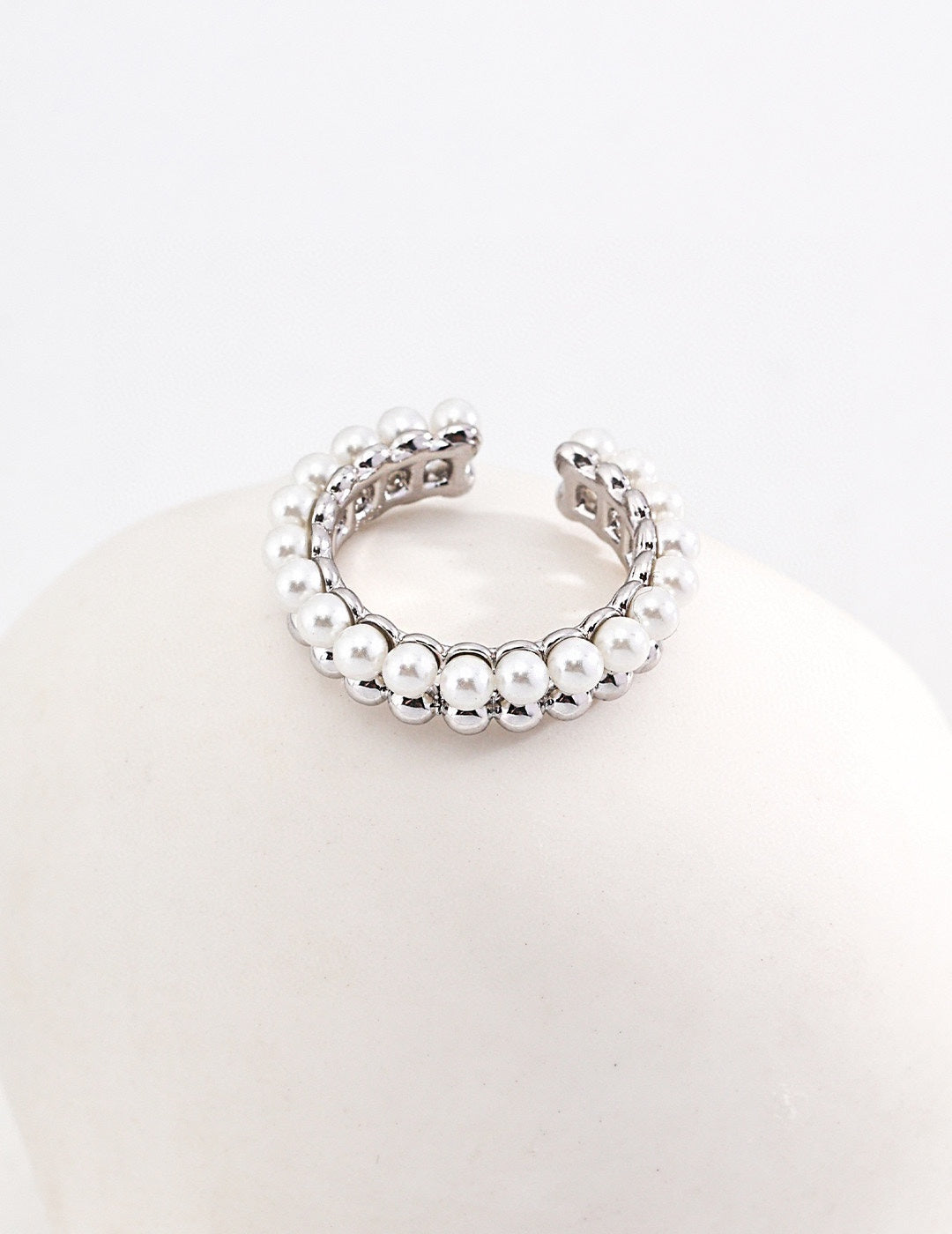Pearl Harmony Adjustable Silver & Pearl Fusion Ring