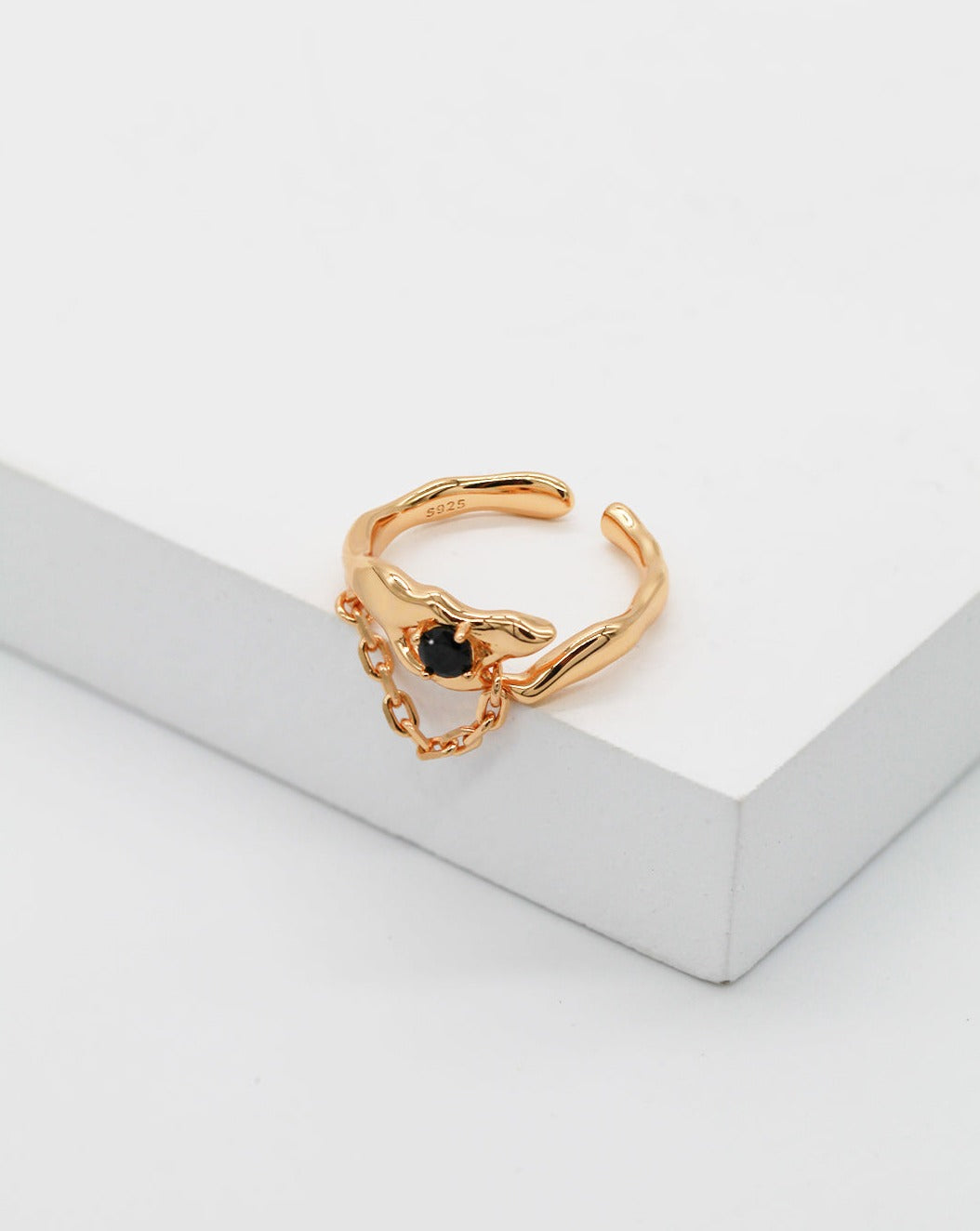 Whimsical Branch: Irregular Inlay Adjustable Silver Ring
