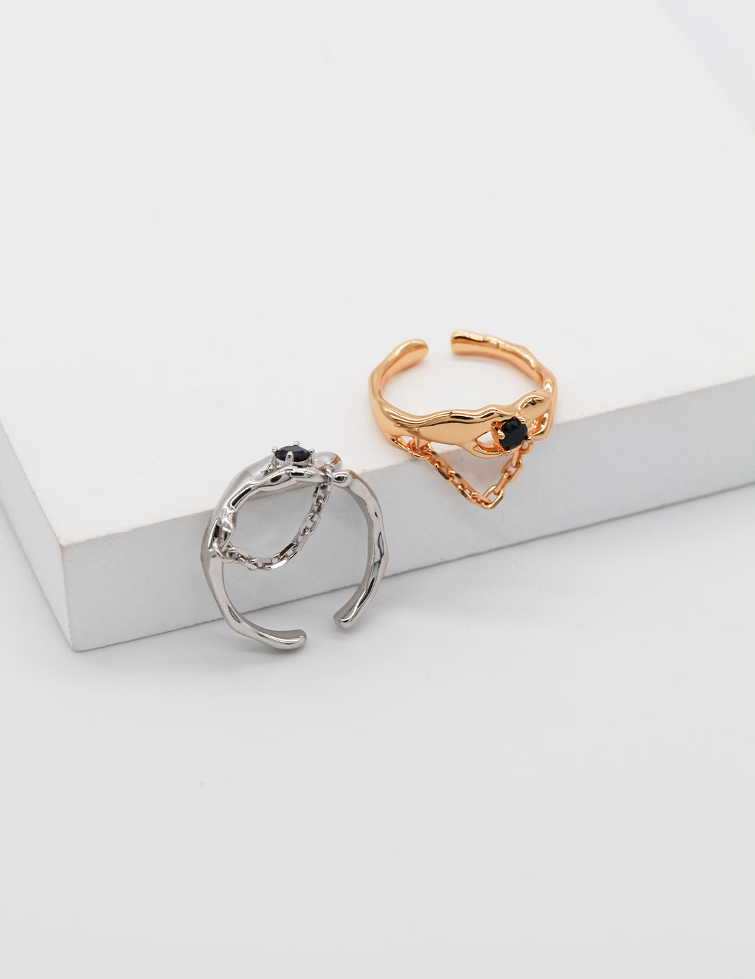 Whimsical Branch: Irregular Inlay Adjustable Silver Ring