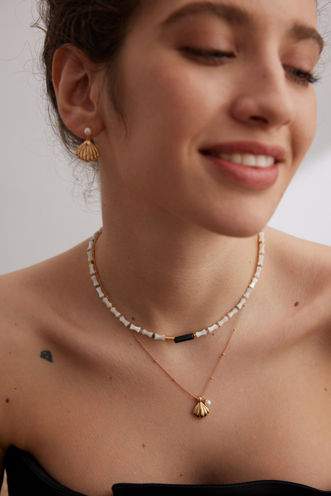 Summer Breeze: Adjustable Pure Silver Shell Pearl Necklace