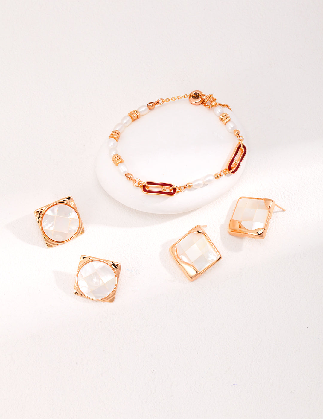 Timeless Mosaic Pure Silver Shell Earrings
