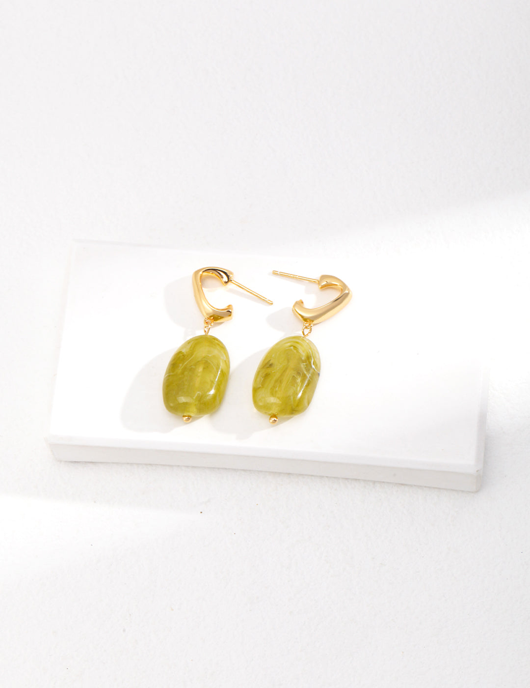 Vibrant Modern Green Resin Stud Earrings