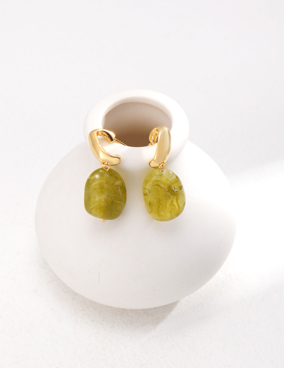 Vibrant Modern Green Resin Stud Earrings