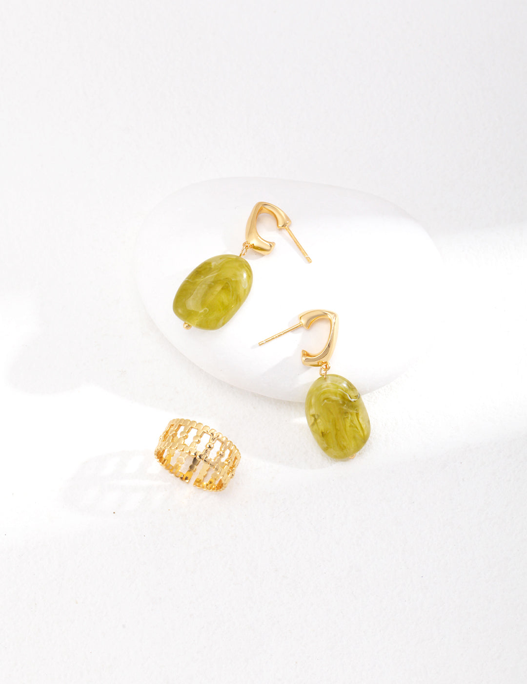 Vibrant Modern Green Resin Stud Earrings