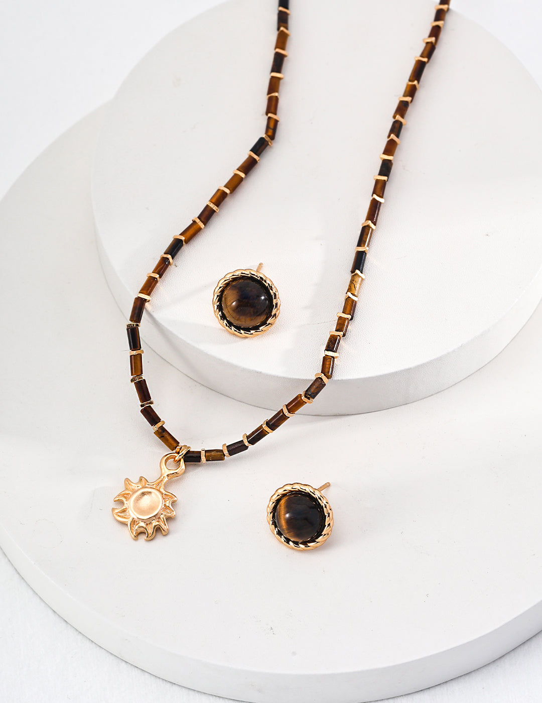 Radiant Sun Tiger's Eye Necklace with Sun Pendant