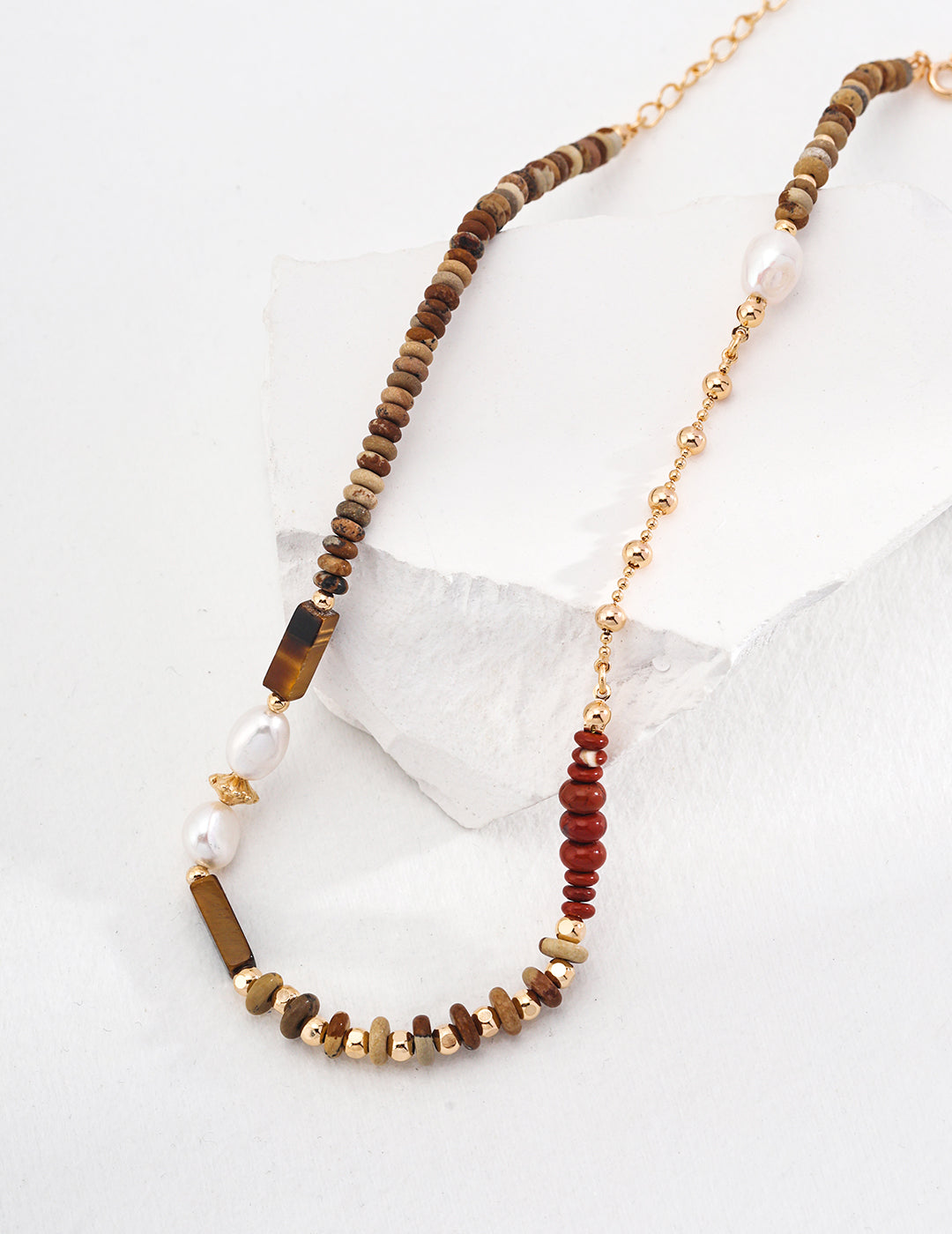 Safari Tales: BOHO style Tiger's Eye Picture Stone Cinnabar Necklace