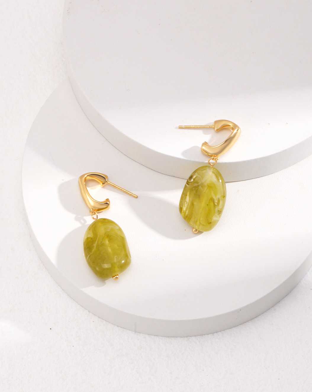 Vibrant Modern Green Resin Stud Earrings
