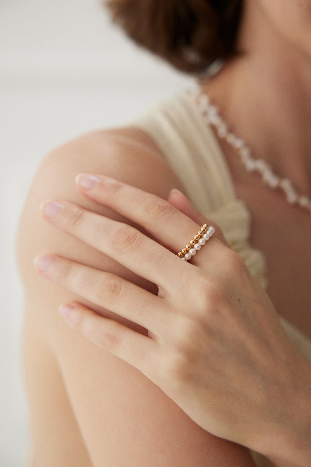 Pearl Harmony Adjustable Silver & Pearl Fusion Ring