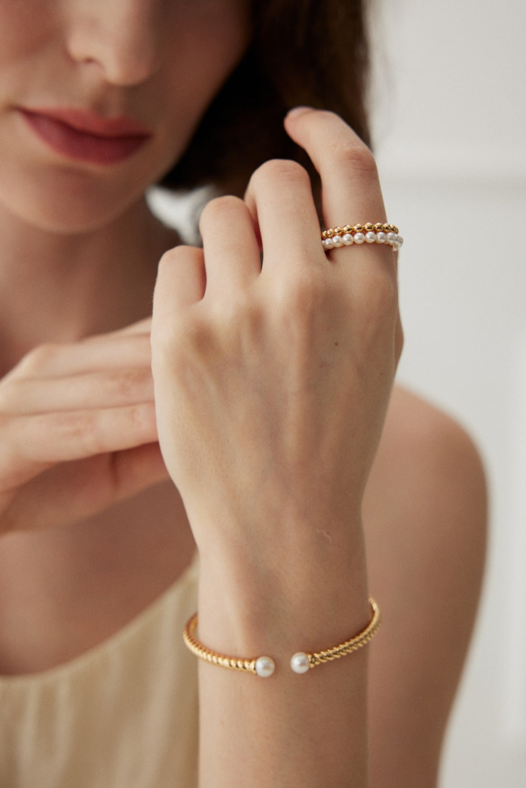 Pearl Harmony Adjustable Silver & Pearl Fusion Ring