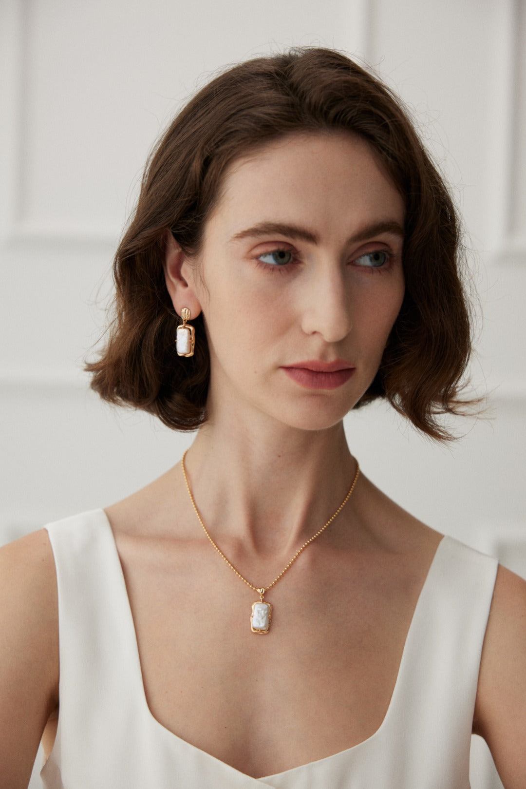 Radiant Ocean Square Pearl Stud Earrings
