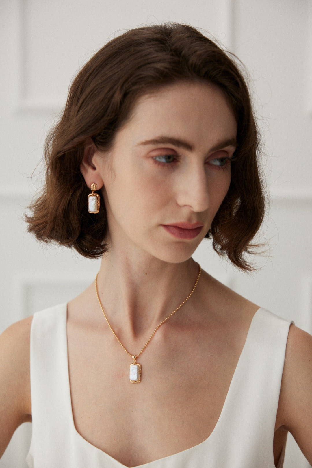 Radiant Ocean Square Pearl Stud Earrings