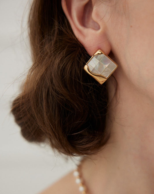 Timeless Mosaic Pure Silver Shell Earrings