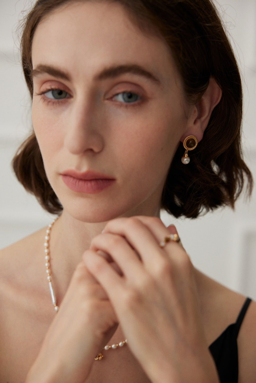Sunday's Brunch Tiger's Eye & Pearl Pendant Earrings