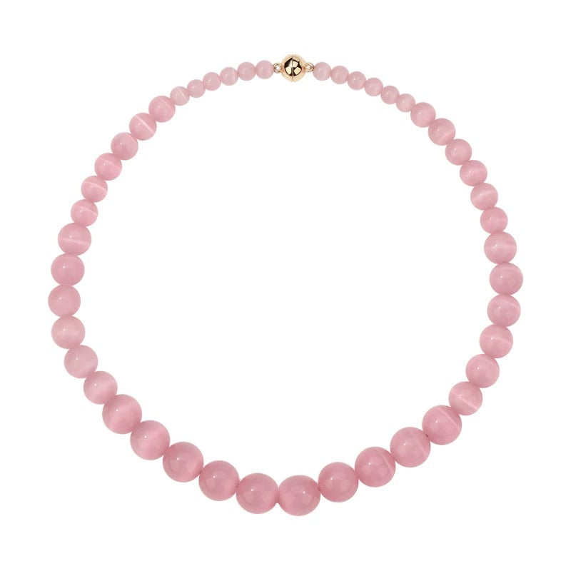 Peach Blossom: Juicy Pink Cat's Eye Necklace