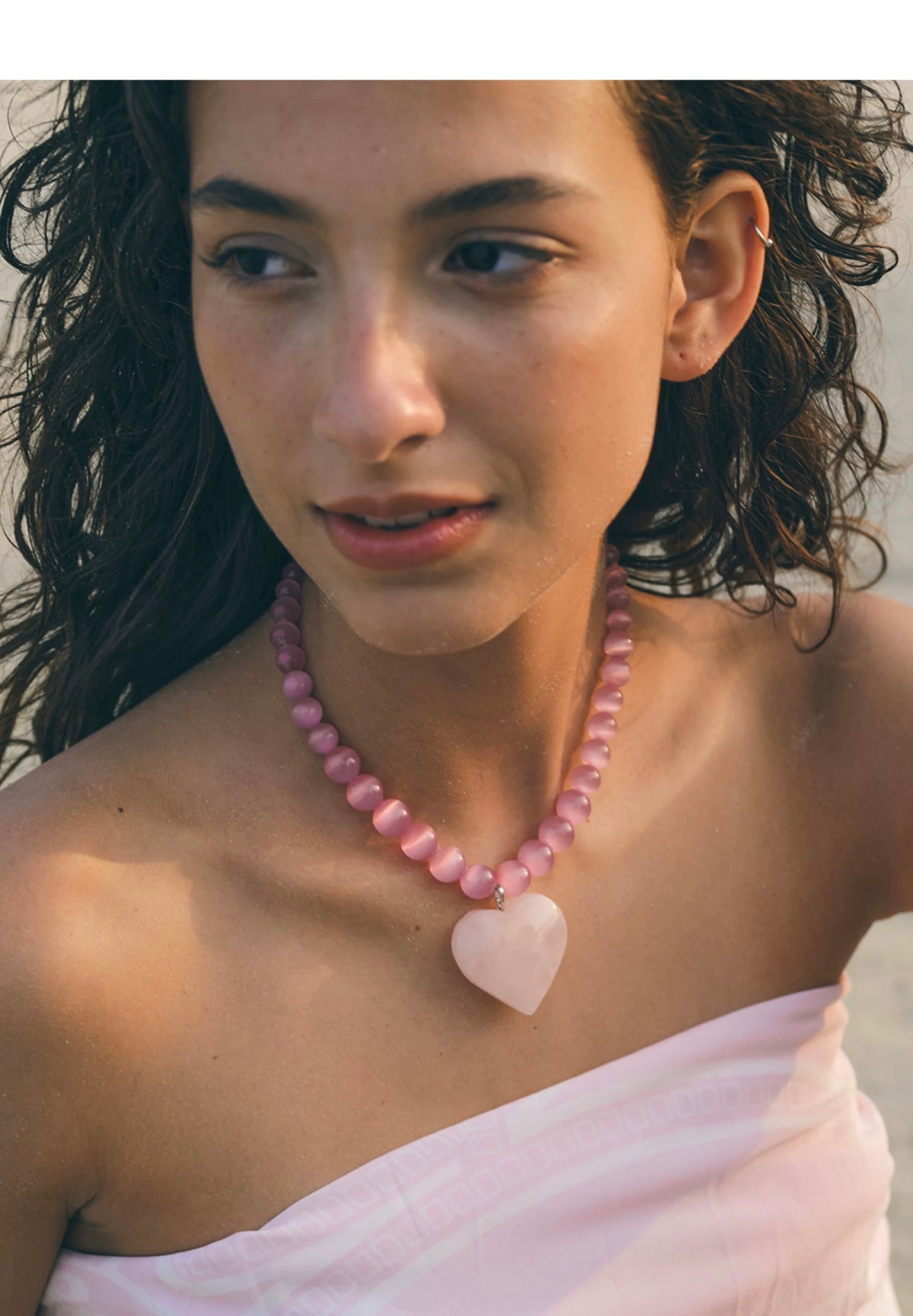 Peach Blossom: Juicy Pink Cat's Eye Necklace