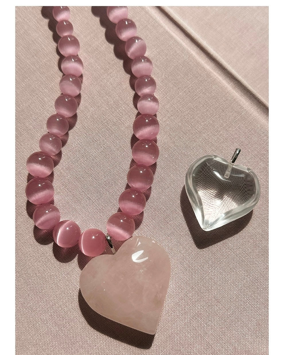 Peach Blossom: Juicy Pink Cat's Eye Necklace