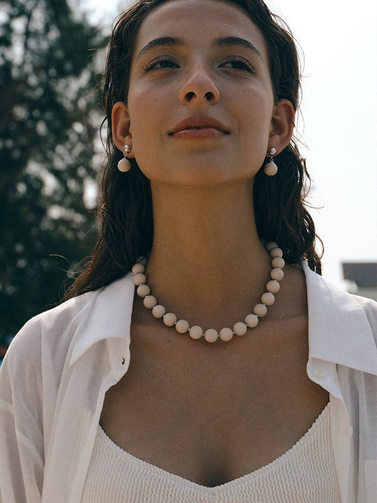 Zen Harmony: Tranquil White Fossil Necklace