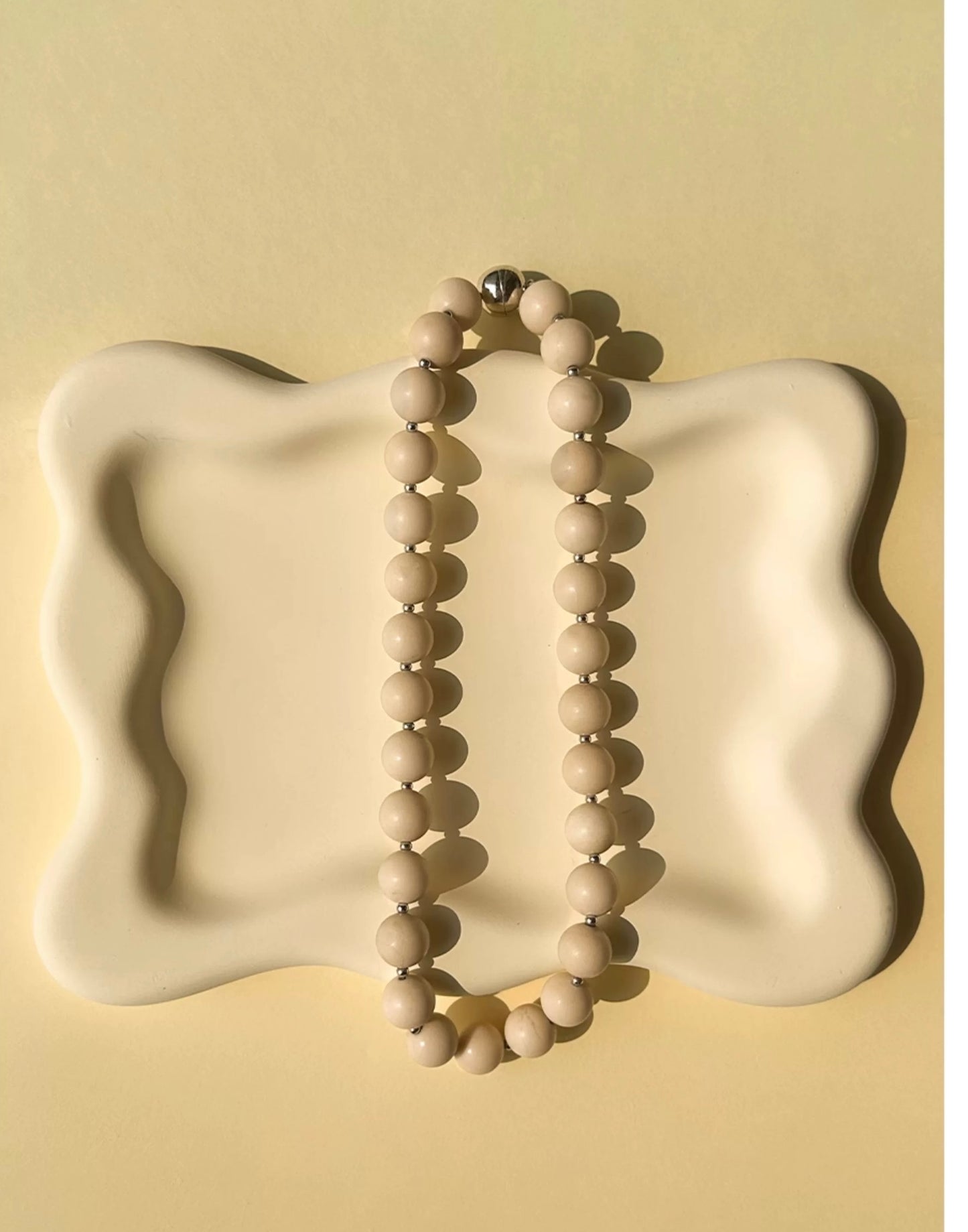 Zen Harmony: Tranquil White Fossil Necklace