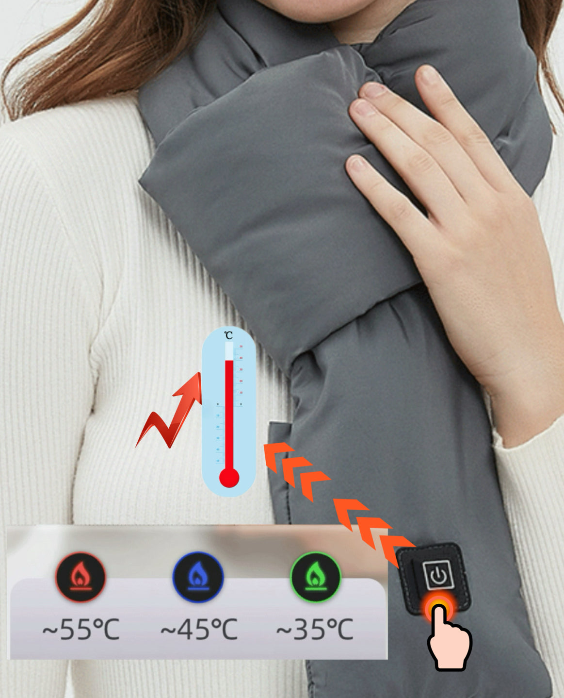 Lightweight & Cozy Heated Scarf - Graphene Technology, Fast Heating, Multi-Purpose Warmth