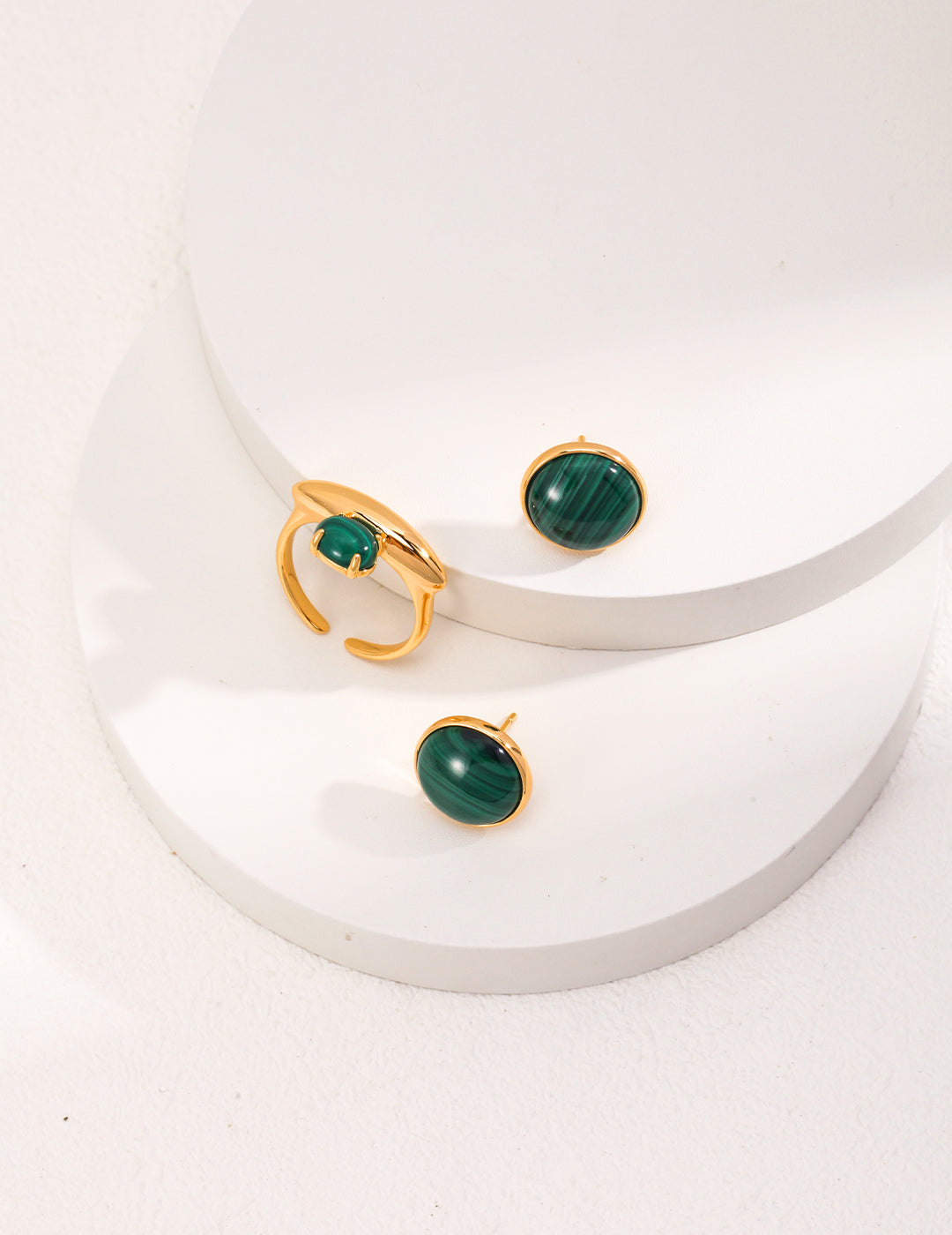 Minimalist Malachite Stud Earrings