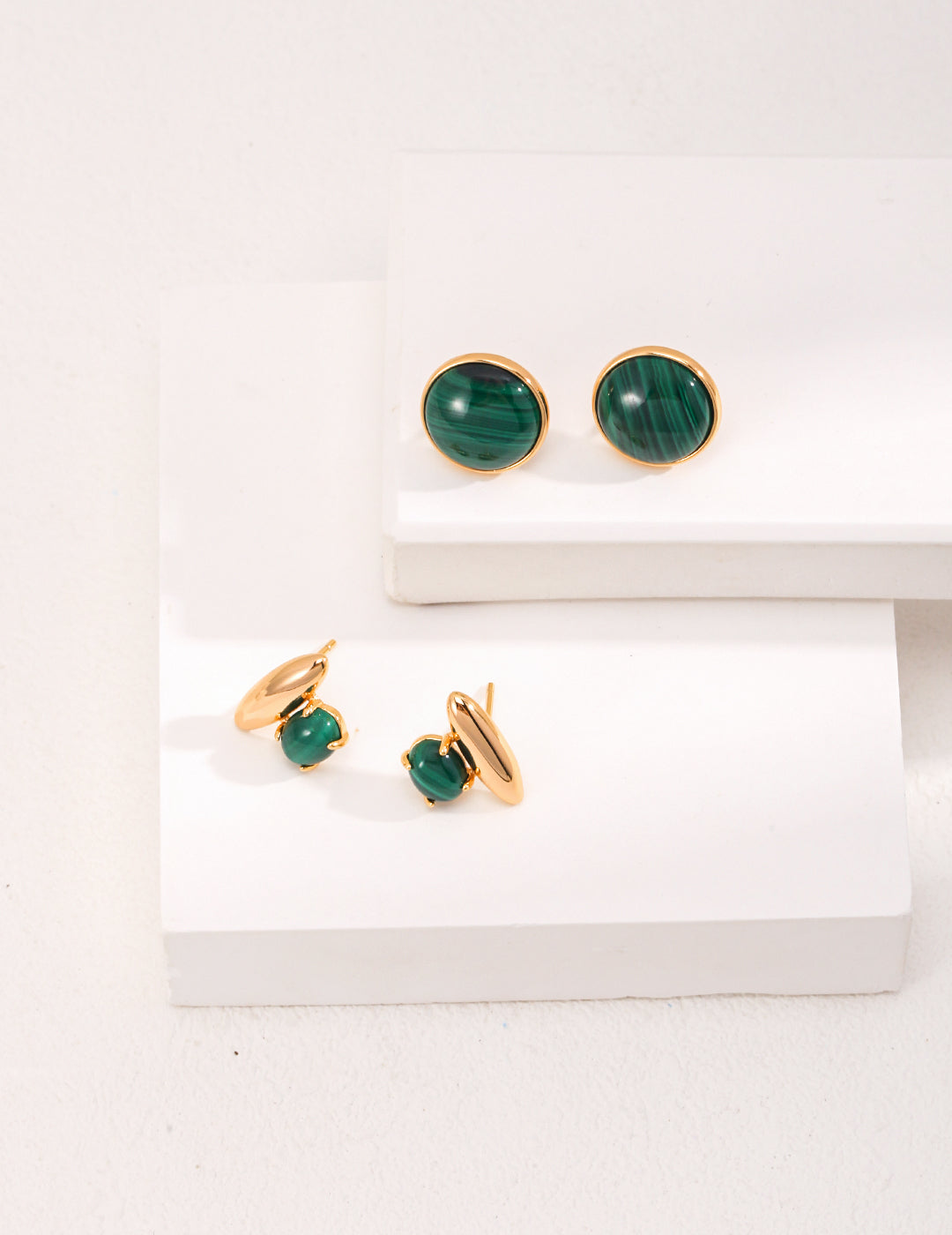 Minimalist Malachite Stud Earrings