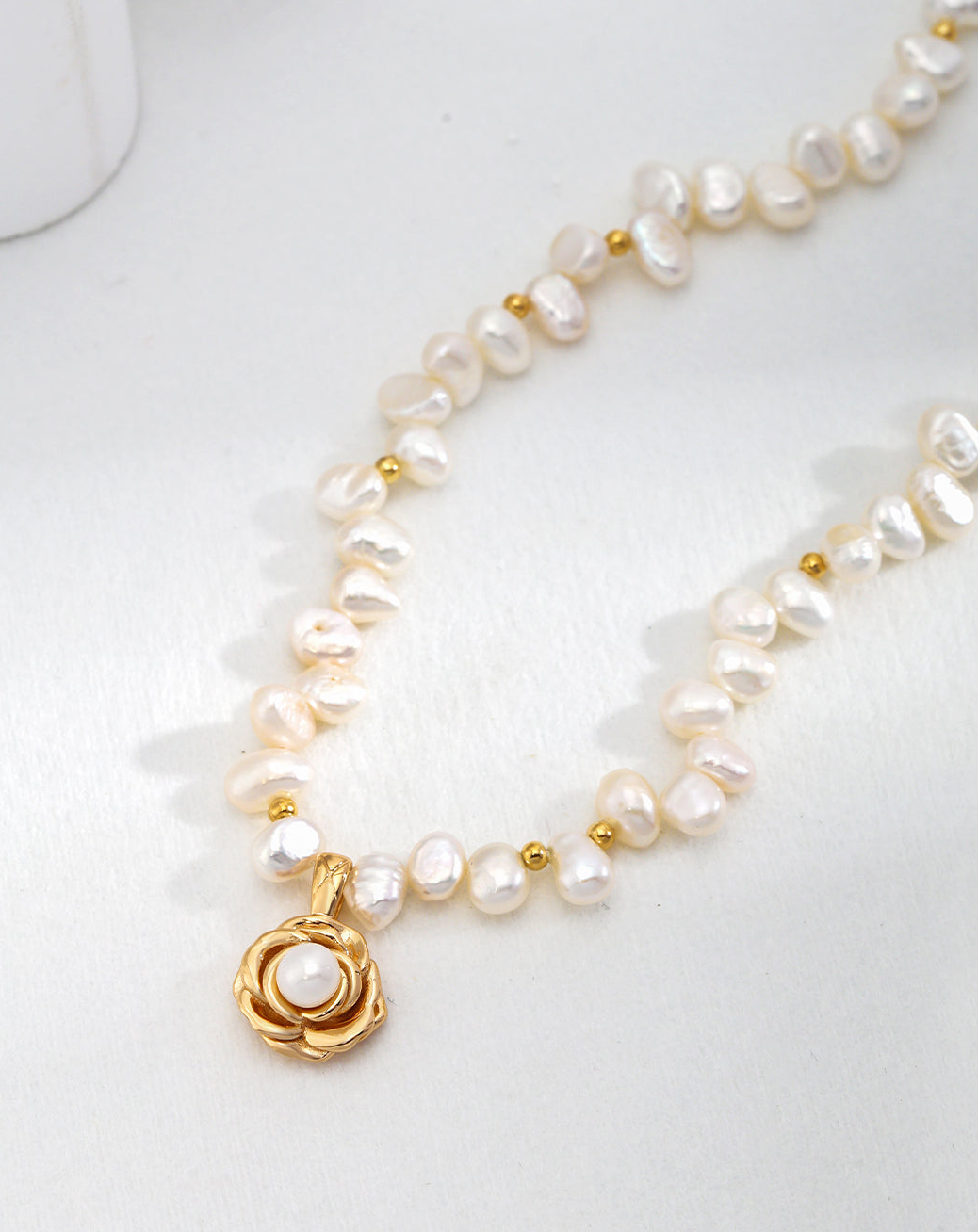 Ideal Love Pearl Necklace with Camellia Pendant