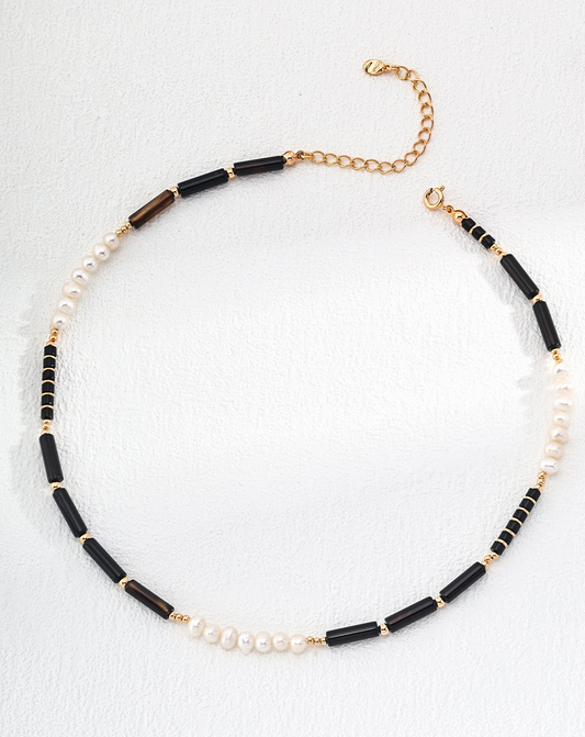 Mystic Noir: Pearl & Onyx Necklace