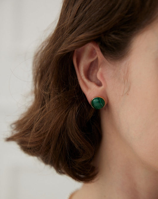 Minimalist Malachite Stud Earrings