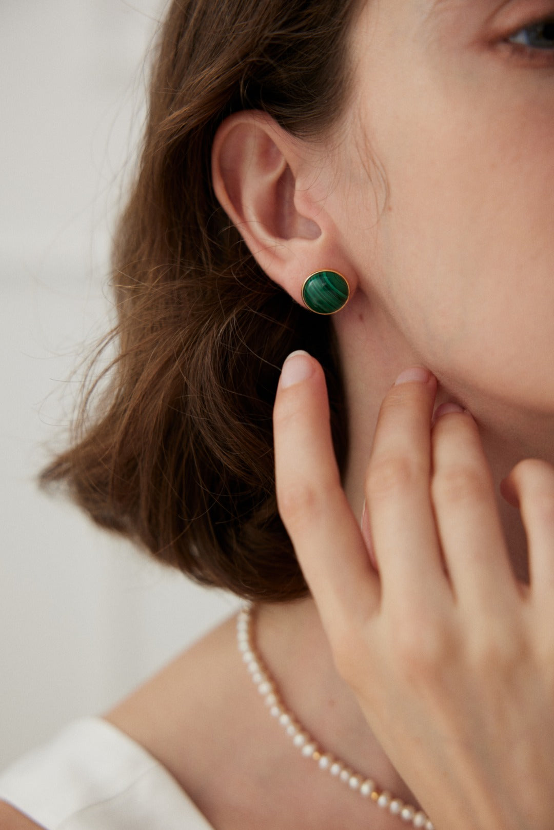 Minimalist Malachite Stud Earrings